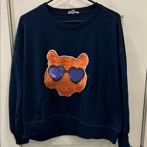Auburn Navy Blue Sweatshirt with Orange and Tiger Design